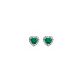 0.87ct Emerald Diamond 18K Gold Heart Halo Stud Earrings