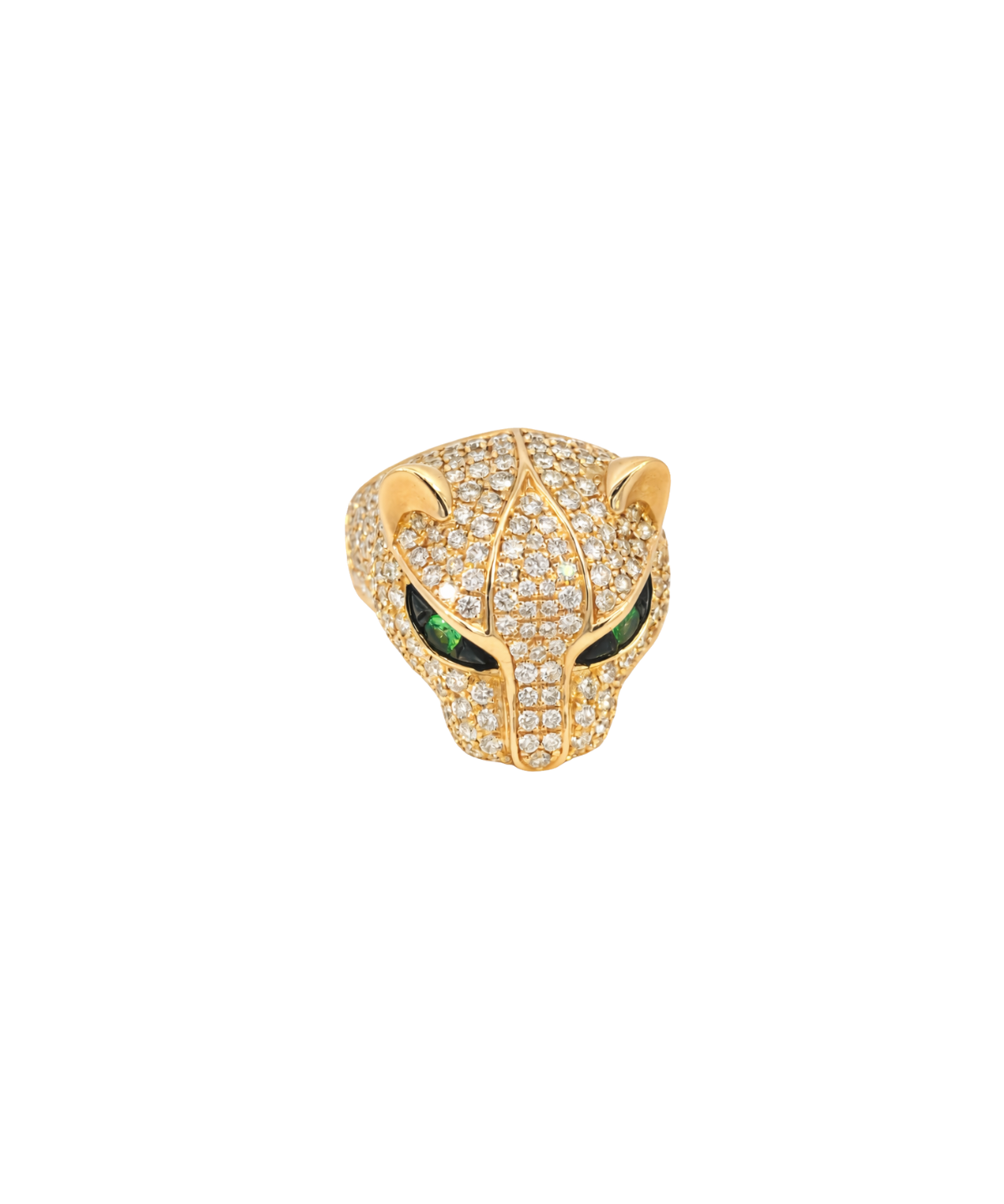 2.21ct Diamond Tsavorite 14K Gold Pave Panther Ring