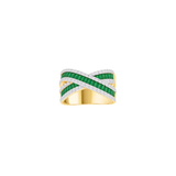 3.1ct Emerald Diamond 14K Gold Crossover Ring