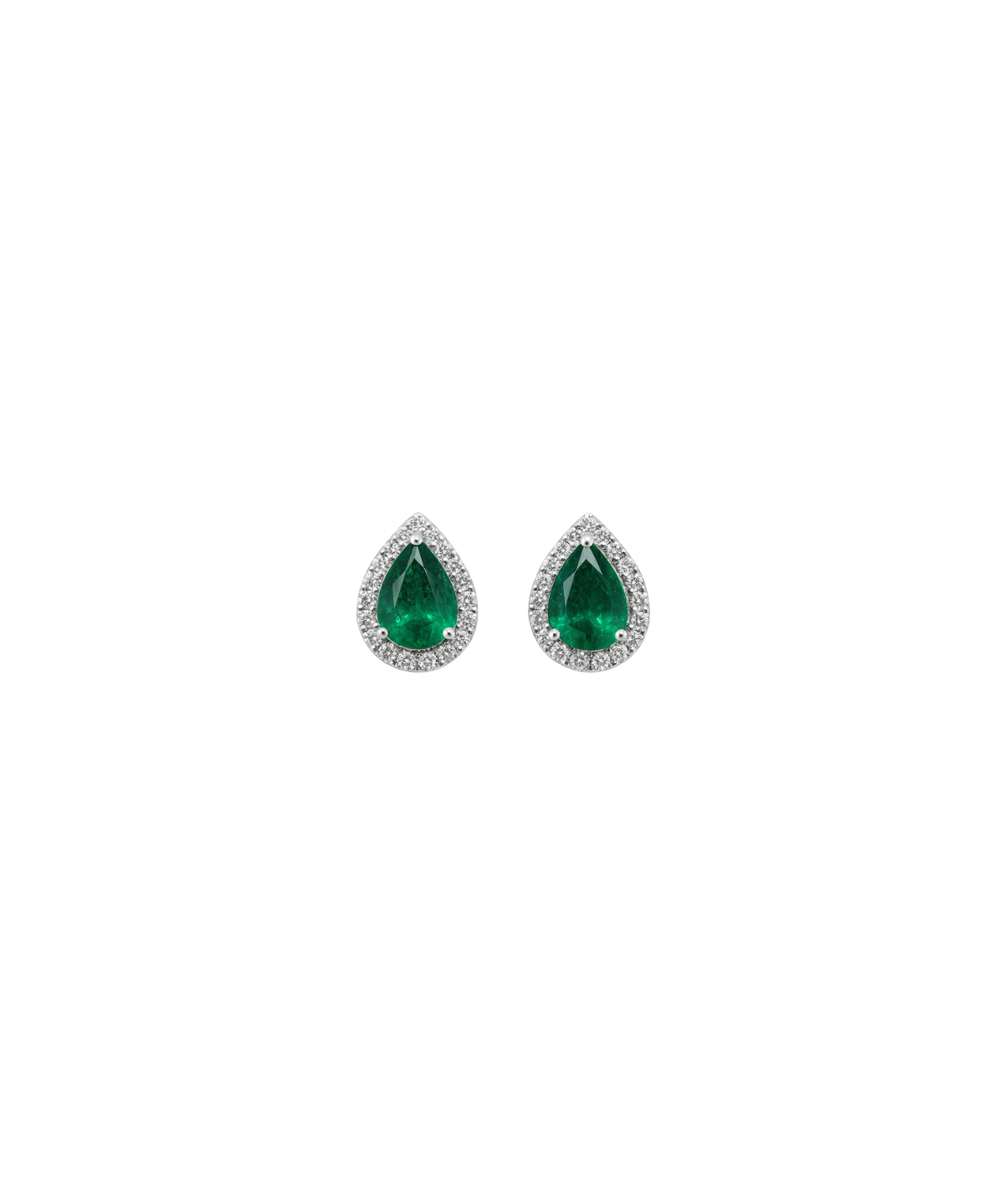 1.70ct Emerald Diamond 18K Gold Pear Earrings