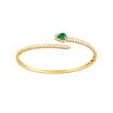 2.13ct Diamond Emerald 14K Gold Snake Cuff Bracelet