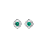 1.74ct Emerald Diamond 18K Gold Halo Earrings