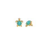 0.77ct Diamond Turquoise 14K Gold Cluster Turtle Earrings