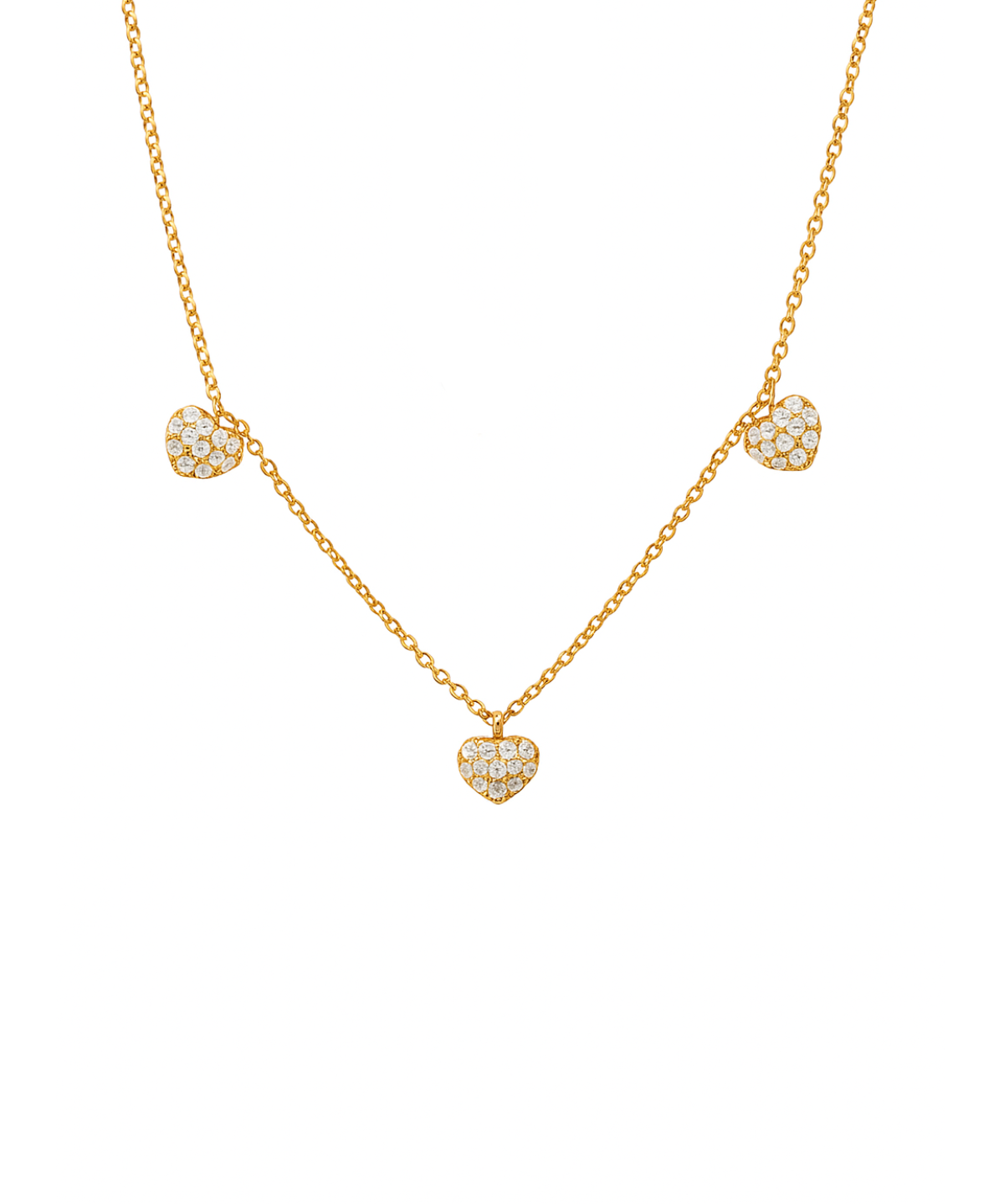 0.35ct Diamond 18K Gold Stationed Heart Drop Necklace