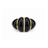 21.66ct Black Onyx Diamond 18K Gold Bubble Ring