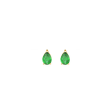 0.63ct Emerald 14K Gold Pear Dainty Stud Earrings