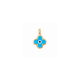 14K Yellow Gold Clover Evil Eye Pendant