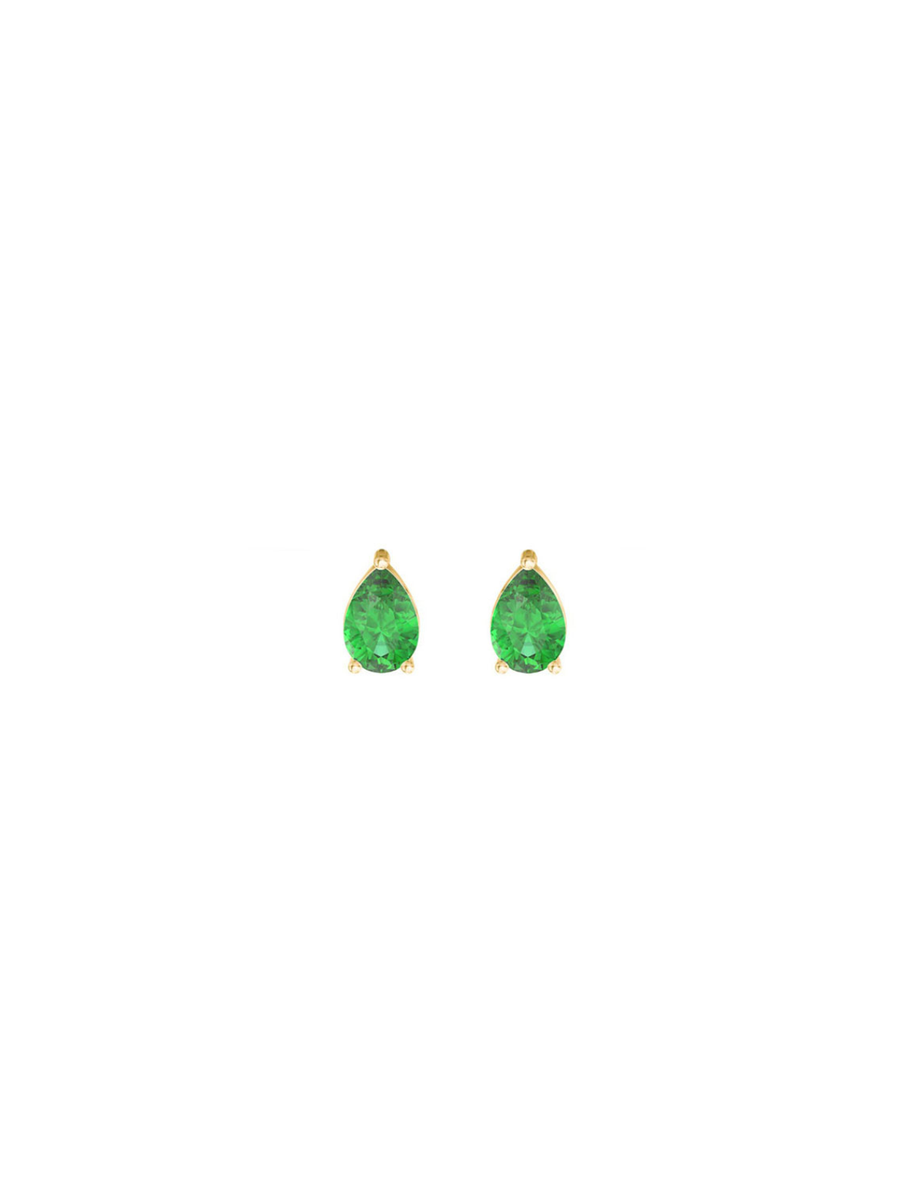 0.63ct Emerald 14K Gold Pear Dainty Stud Earrings