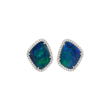 6.26ct Diamond Opal 18K Gold Stud Earrings