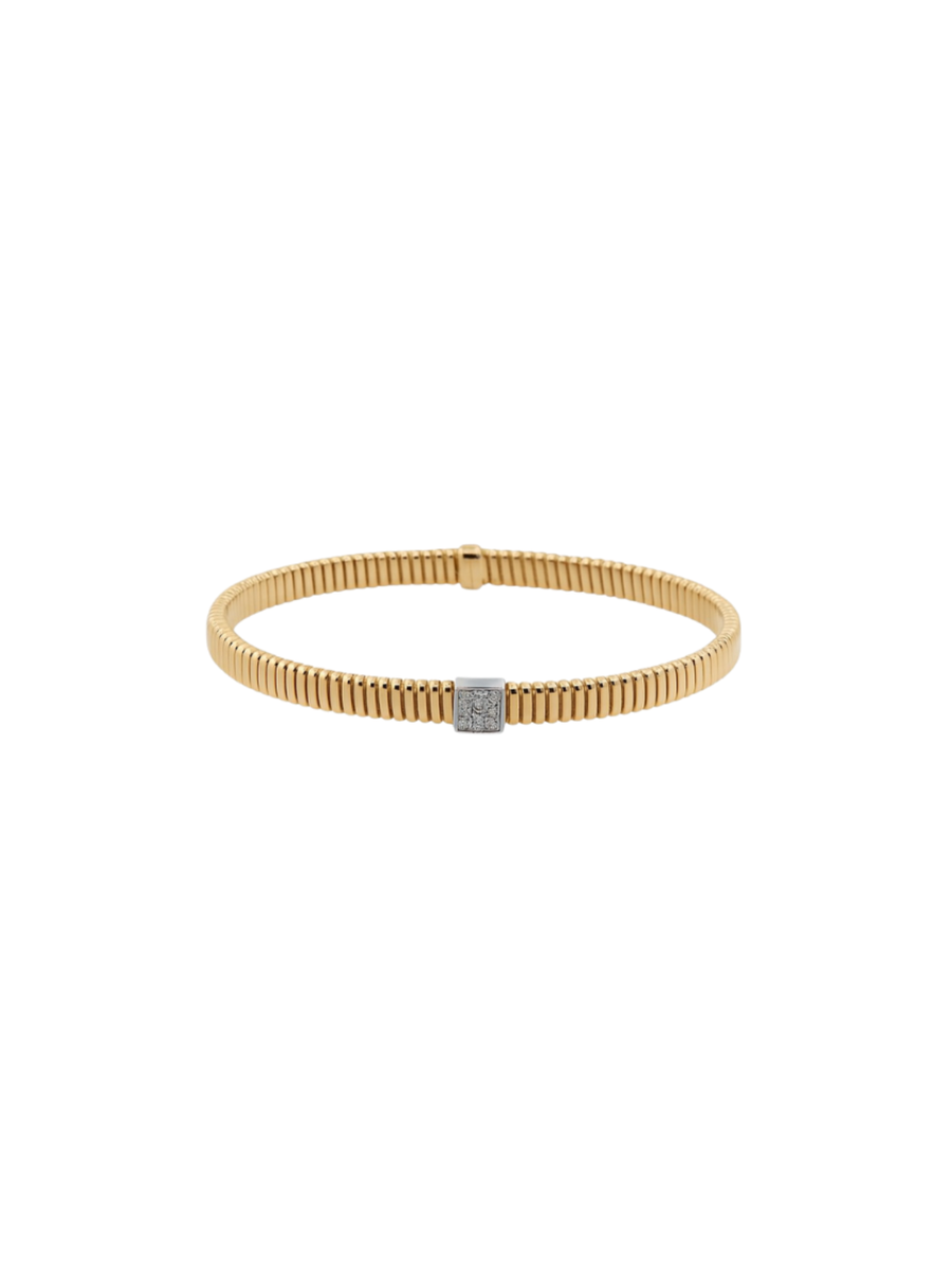 0.11ct Diamond 18K Italian Gold Bangle Bracelet
