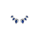 2.04ct Diamond Blue Sapphire 18K Gold Climber Earrings