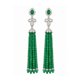 91.62ct Diamond Emerald 18K Gold Statement Fringe Earrings