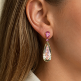 35.38ct Amethyst Tourmaline 18K Gold Pear Drop Earrings