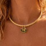 22.78ct Olive Quartz 18K Gold Small Statement Pendant
