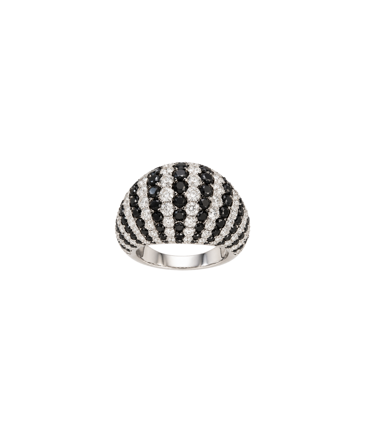 8.70ct Diamond 18K Gold Striped Dome Ring