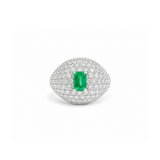 1.91ct Diamond Emerald 18K Gold Pave Ring