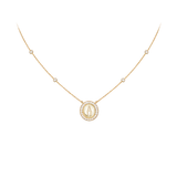 0.24ct Diamond 14K Gold Miraculous Medal Stationed Chain Necklace