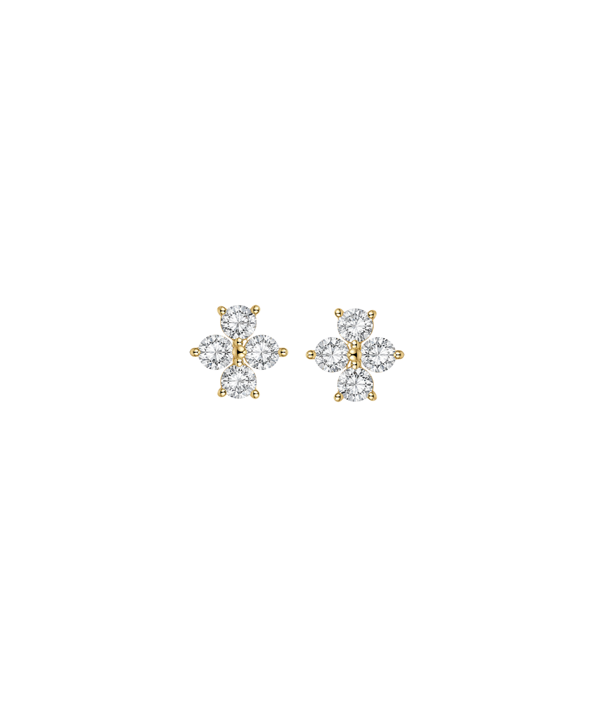 1.02ct Diamond 18K Gold Four Stone Cluster Earrings