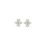 1.02ct Diamond 18K Gold Four Stone Cluster Earrings