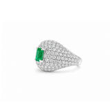 1.91ct Diamond Emerald 18K Gold Pave Ring