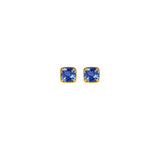 1.11ct Sapphire 14K Gold Dainty Square Bezel Earrings