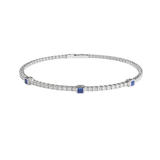1.17ct Blue Sapphire Diamond 14K Gold Flexible Bangle Bracelet