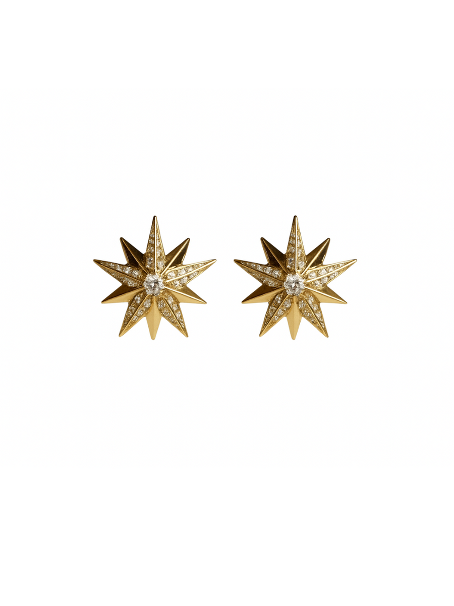 0.77ct Diamond 14K Gold Star Earrings