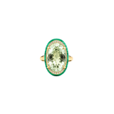 28.91ct Green Amethyst Malachite Diamond 18K Gold Cocktail Ring