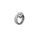 3.92ct Emerald Diamond 18K Gold Panther Wrap Ring