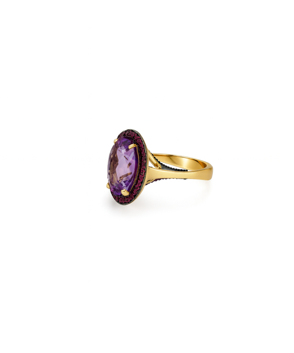 14.285ct Pink Amethyst Ruby 18K Gold Ring