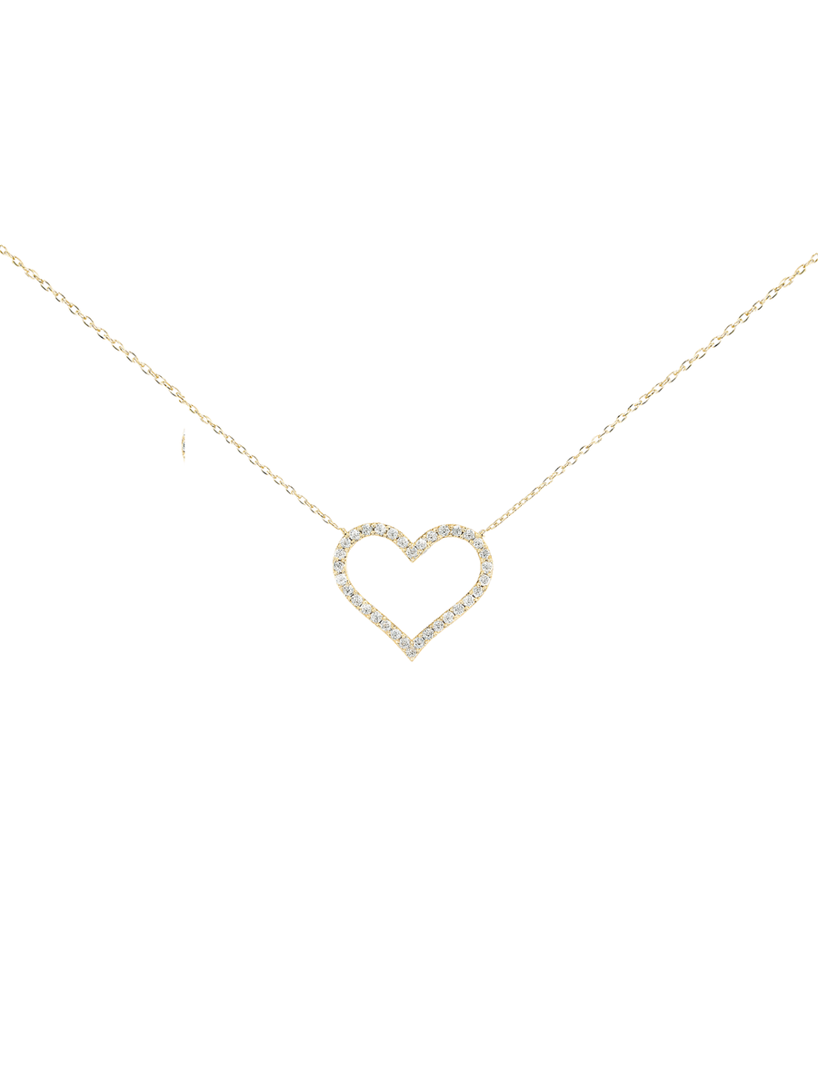 0.25ct Diamond 18K Gold Heart Pendant Chain Necklace