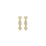 0.68ct Diamond 14K Gold Multi Shape Bezel Drop Earrings