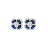 5.73ct Diamond Sapphire 14K Gold Flower Cluster Earrings