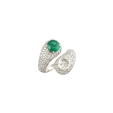 4.08ct Emerald Diamond 18K Gold Bypass Ring