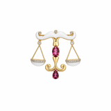3.93ct White Opal Tourmaline 18K Gold Libra Brooch