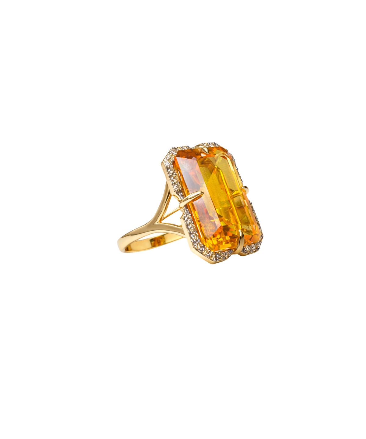 20.03ct Citrine Diamond 18K Cocktail Ring