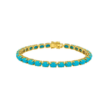 11.00ct Turquoise 14K Gold Oval Tennis Bracelet