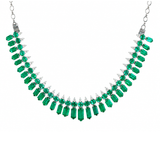 36.28ct Diamond Emerald 18K Gold Floating Choker Necklace
