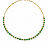 6.60ct Emerald 18K Gold Pear Bezel Choker Necklace