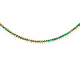4.06ct Diamond Emerald 18K Gold Stationed Tennis Necklace