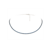 5.15ct Diamond Blue Sapphire 18K Gold Stationed Tennis Necklace