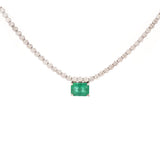 4.0cts Diamond Emerald 14K Gold Tennis Necklace