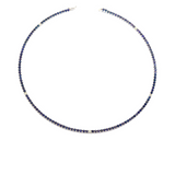 14.68ct Blue Sapphire Diamond 14K Gold Tennis Necklace