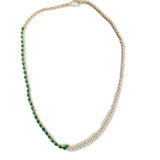9.71ct Emerald Diamond 14K Gold Tennis Necklace