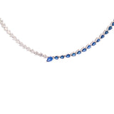 9.71ct Diamond Sapphire 14K Gold Tennis Necklace