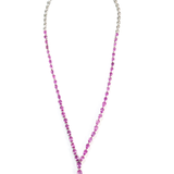 15.85ct Pink Sapphire Emerald 18K Gold Lariat Necklace