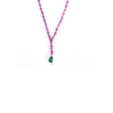 15.85ct Pink Sapphire Emerald 18K Gold Lariat Necklace