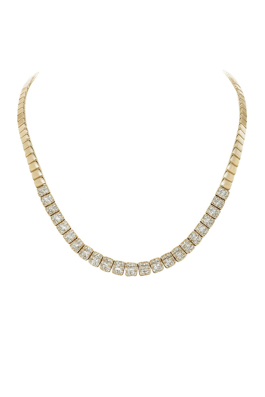 2.10ct Diamond 14K Gold Illusion Set Tennis Necklace