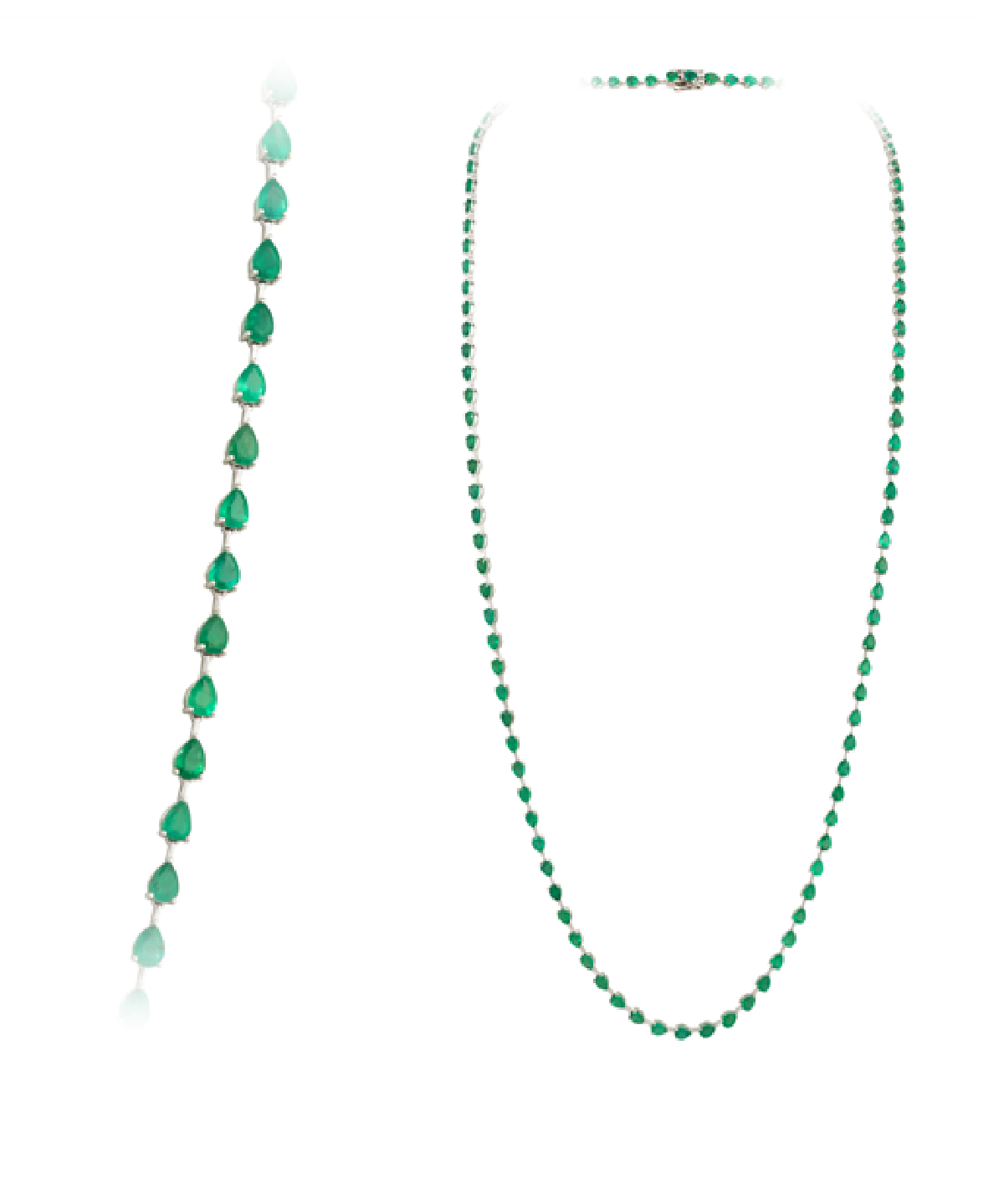 29.20ct Emerald 18K Gold Link Tennis Necklace