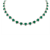 35.67ct Emerald 18K Gold Heart Tennis Necklace